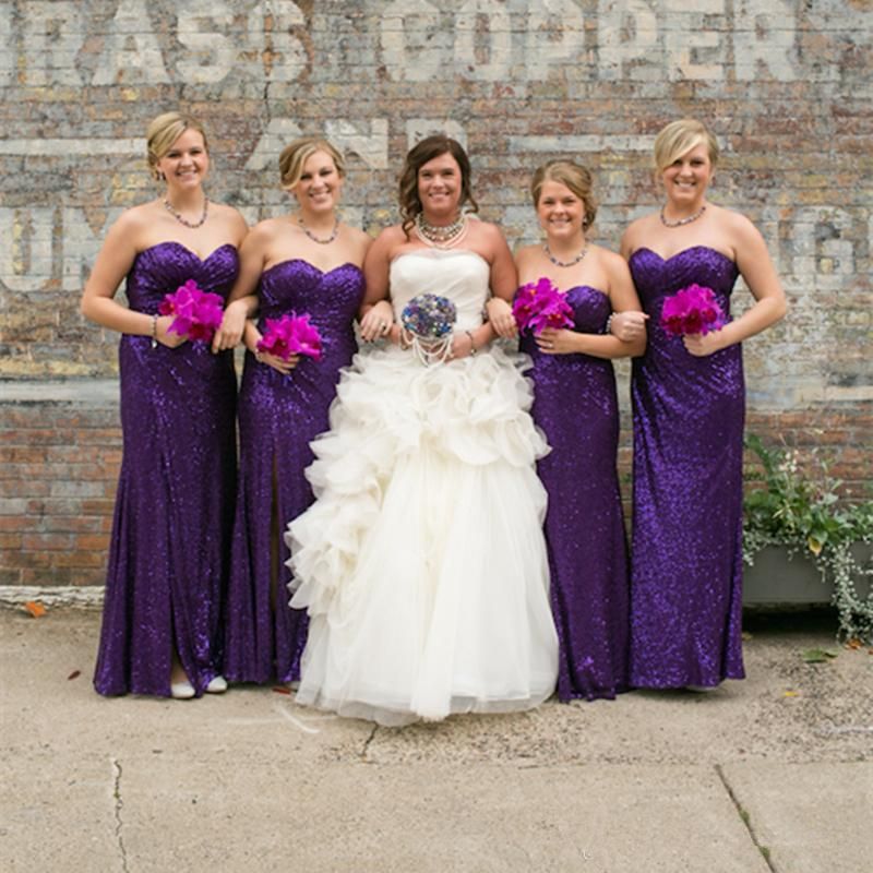 plum sequin bridesmaid dresses