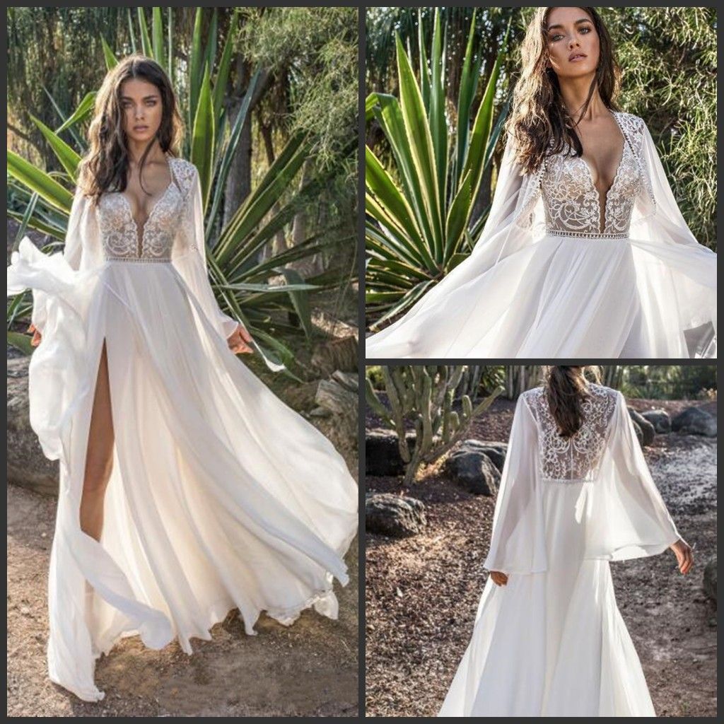 long sleeve wrap wedding dress
