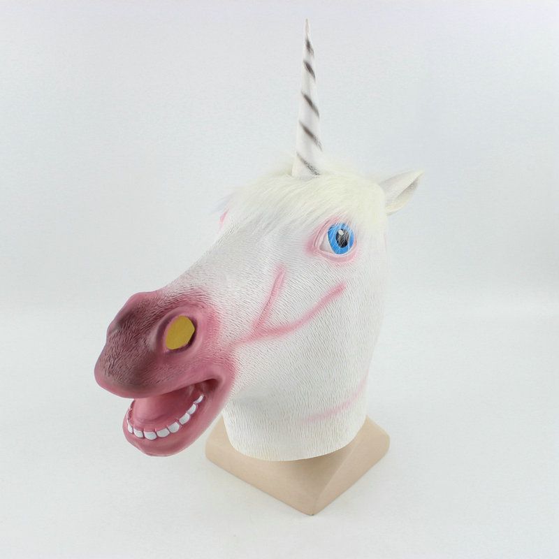 Red Black Mouth Unicorn Horse Head Mask Pvc Full Face Animal