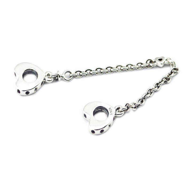 925 Sterling Silver Jewelry Hearts catena di sicurezza cristalli rosa Charms Beads adatto bracciali per le donne che fanno braccialetto Pandora