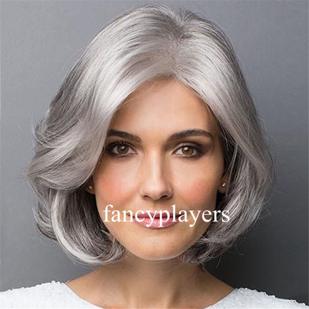 Grosshandel Stilvolle Short Grey Curly Seitenteil Old Lady Bob Stil Kunstfaser Perucke Von Yw112 14 07 Auf De Dhgate Com Dhgate