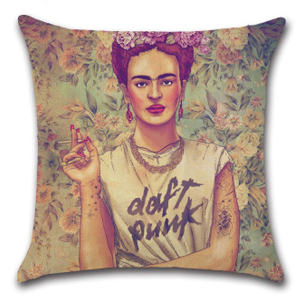 5Five Frida Caro self-portrait car cushion pillowcase retro home decoration 45 x 45cm without pillow