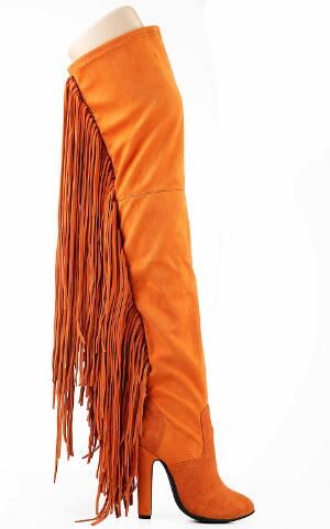 thigh high fringe boots
