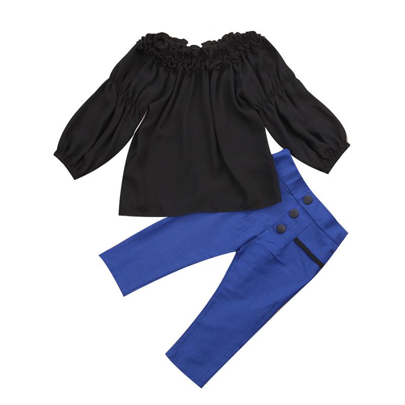 Compra New Fashion Niños Niñas Lindas Ropa Establece Off Hombro Ruffles  Tops T Shirt + Pantalones Largos Sólidos De Cintura Alta Para Little Damas  Barato | Entrega Rápida Y Calidad | Es.Dhgate