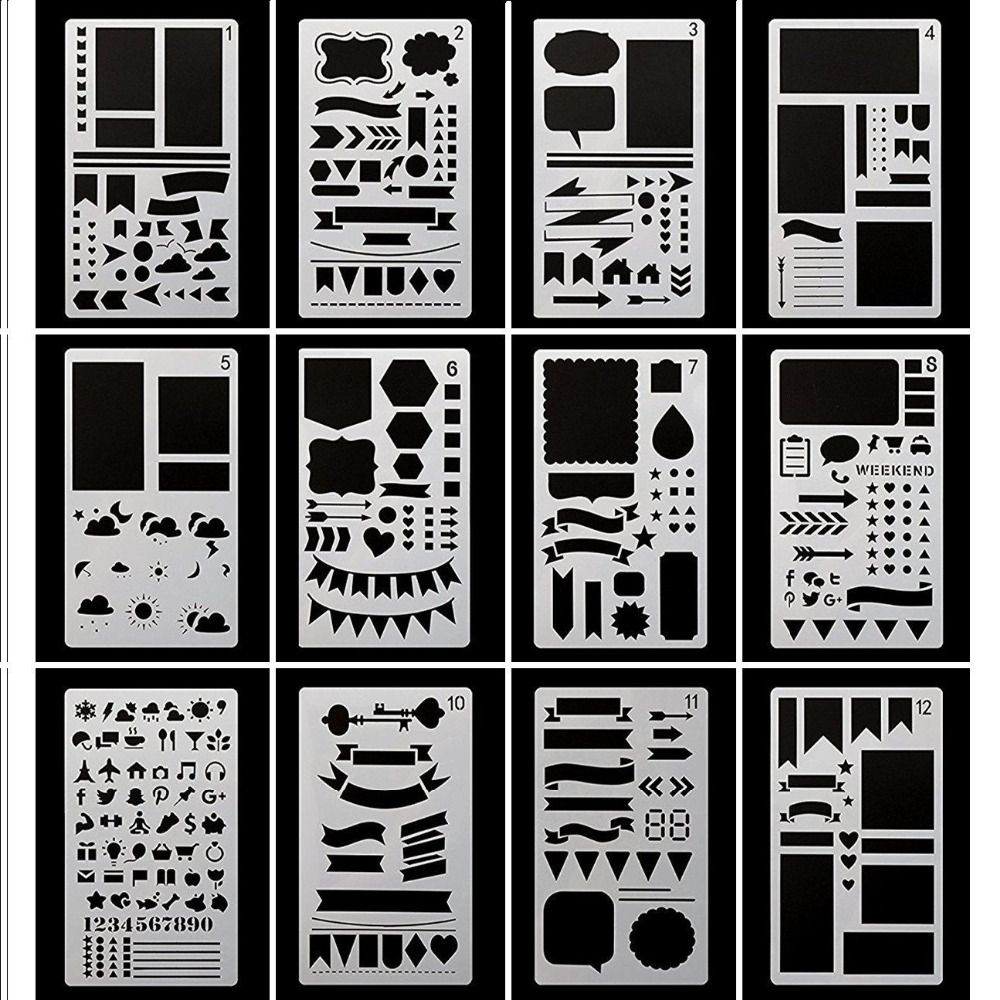 Bullet Journal Stencil Plastic Planner Stencils  Journal/Notebook/Diary/Scrapbook DIY Drawing Template Stencil 4 X 7  Inch,From Gunsamg, $7.92