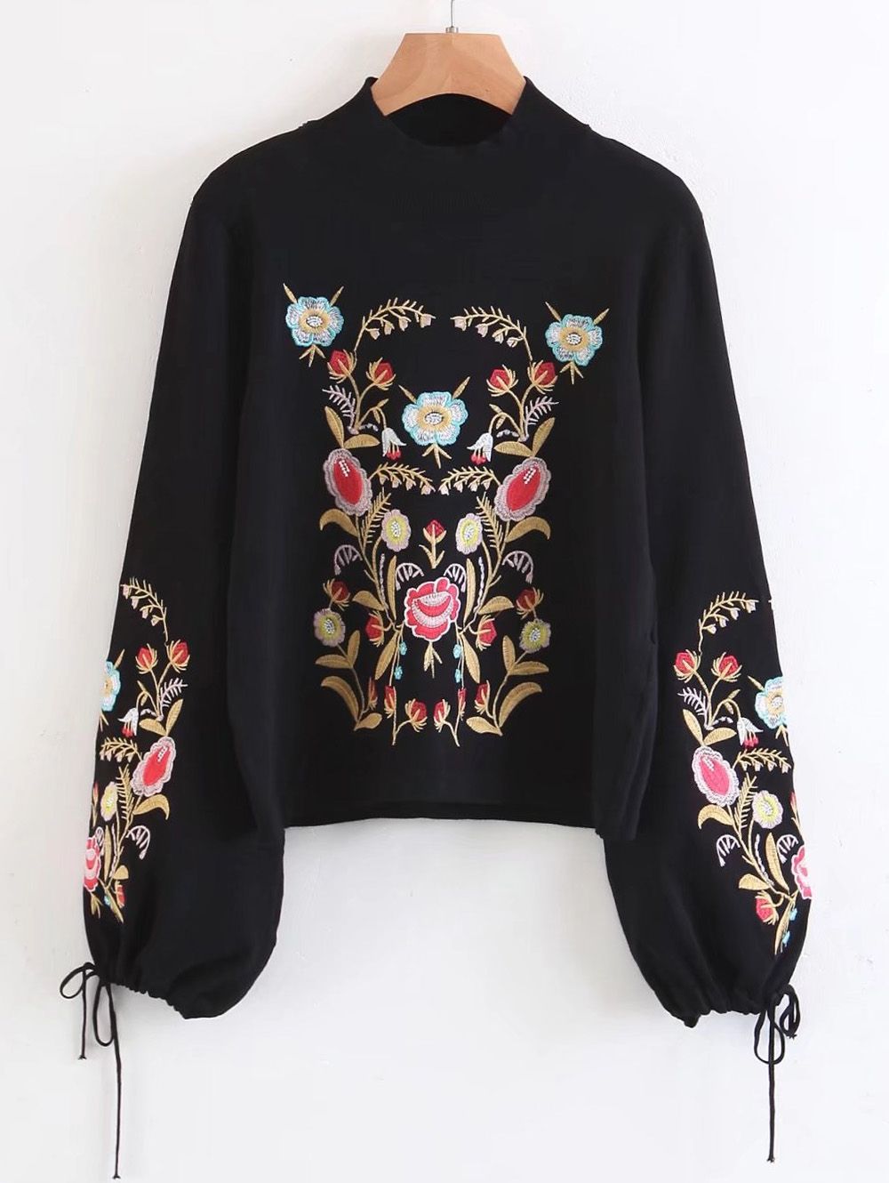 ZAFUL Womens Turtleneck Lantern Sleeves Sweater Casual Pullover Knit Jumper Top