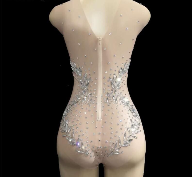 mesh rhinestone bodysuit