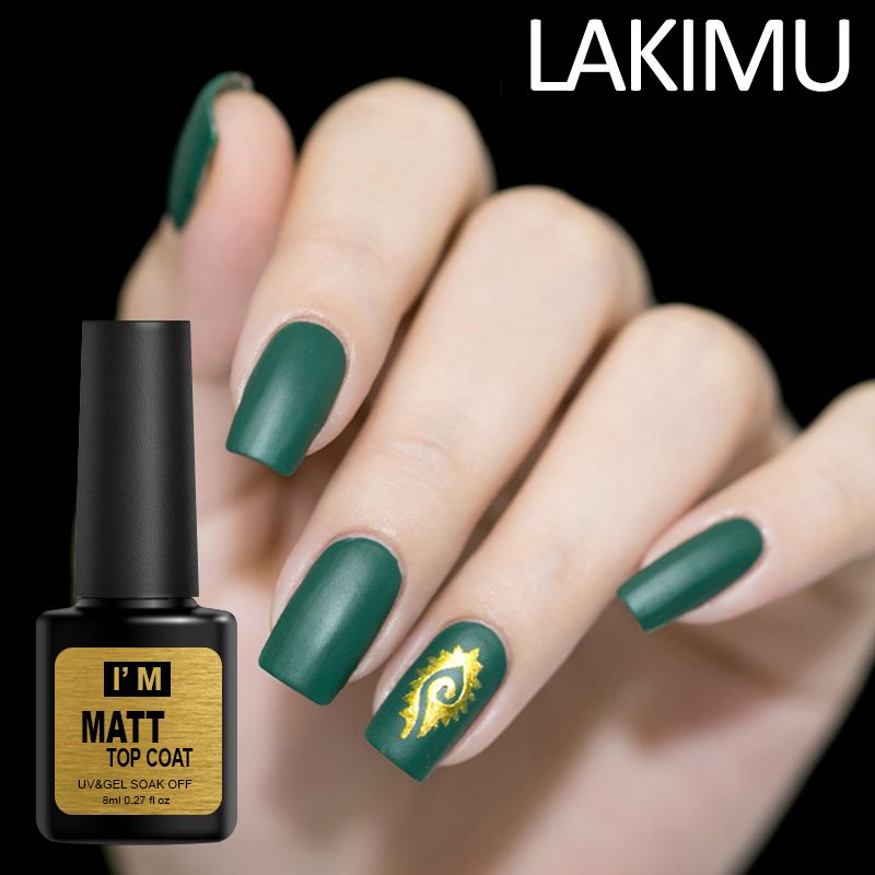 Lakimu Diy Nail Art Decoration Matte Top Coat Gel Polish Permanente Glitter No Wipe Manicure Soak Off Uv Bio Sculpture