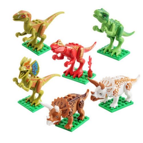 dinosaur assembling building blocks