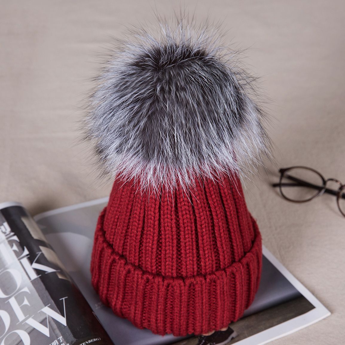 Women Real Fur Pom Pom Hat Female Winter Wool Autumn Knitted Beanies Fur Ball Cap Ladies Cashmere Silver Fox Fur Pompom Hat D From Shen8409 13 47 Dhgate Com