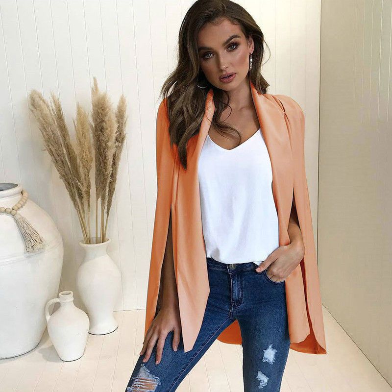 2020 Trendy Women Clothes Lady Long Sleeve Lapel Split Cape Tops