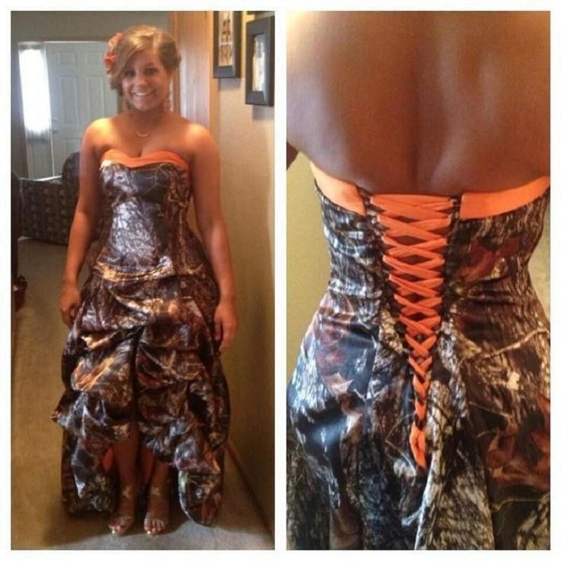 Discount Camo Wedding Dresses Hi Low A Line Sweetheart Tiered