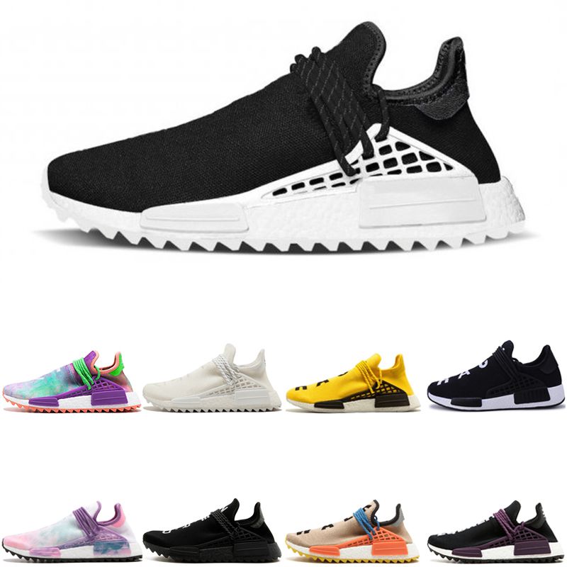 2020 Wholesale Human Race Hu Solar Pack Running Shoes For Men Black White Nerd Shoe Blank Cream 