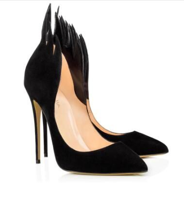 black suede pointed heels