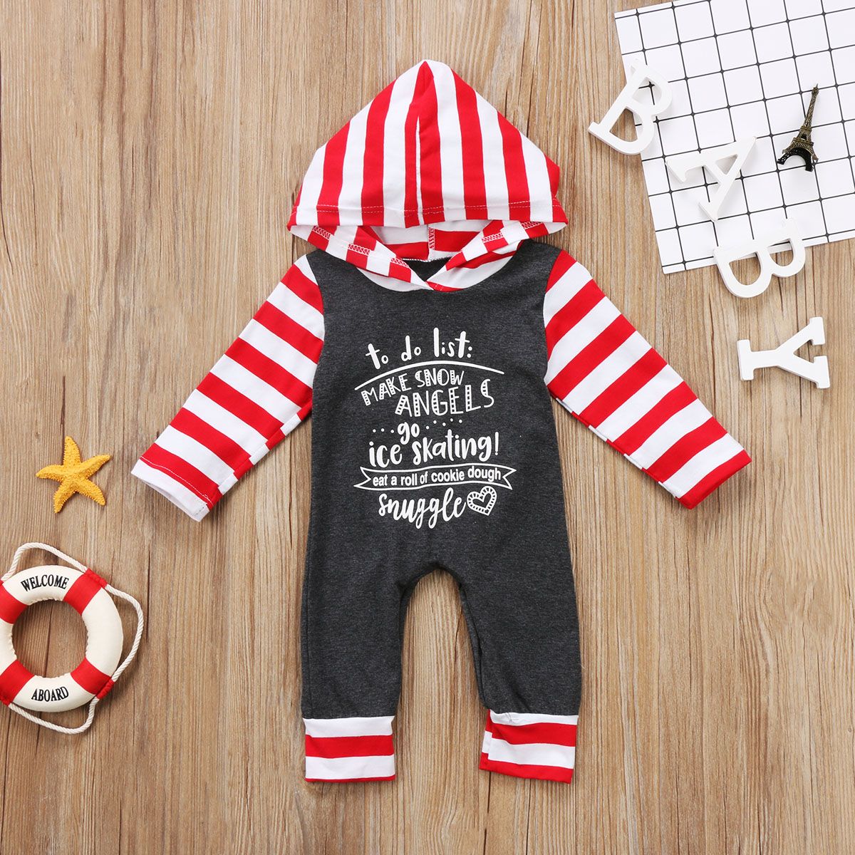 2019 Toddler Kids Baby Letter Boys Girls Hoodie Outfits Clothes Romper Jumpsuit