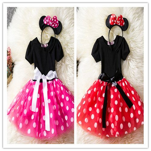 Kids Girls Polka Dots Princess Dress Cartoon Costume Birthday Party Tutu Dresses
