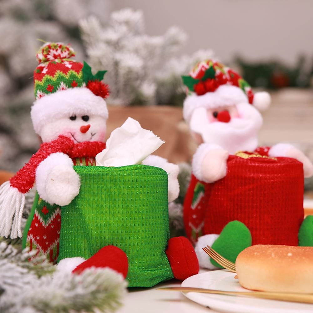 Topaty Santa Claus Snowman Round Paper Towel Storage Bag Paper