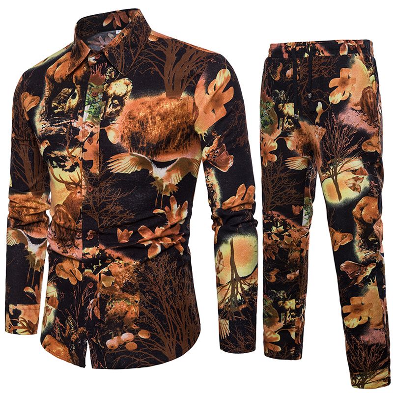 Acquistare Camicia A Maniche Lunghe Da Uomo Estiva Con Fiore E Coulisse A Fiori  Pantaloni In Cotone E Lino Set Da Uomo Di Grandi Dimensioni S 5XL Economico  | Consegna Veloce E