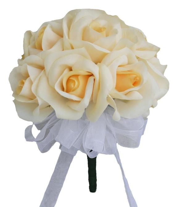 12 rosas amarillas - ramo de novia de flores de seda Ramo de dama de honor  Flor