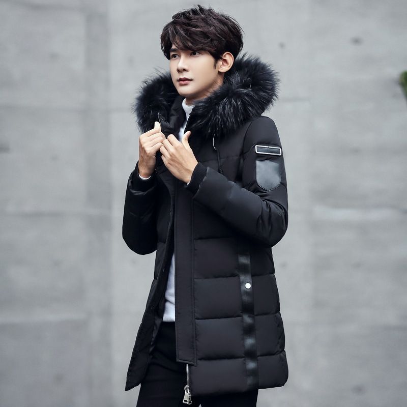 2019 New Men S Down Jacket Long Hair Neck Trim Body