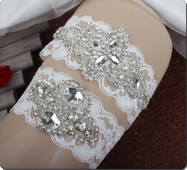 2018 Sparky Crystal Bridal Garters Wedding Garters Real Picture