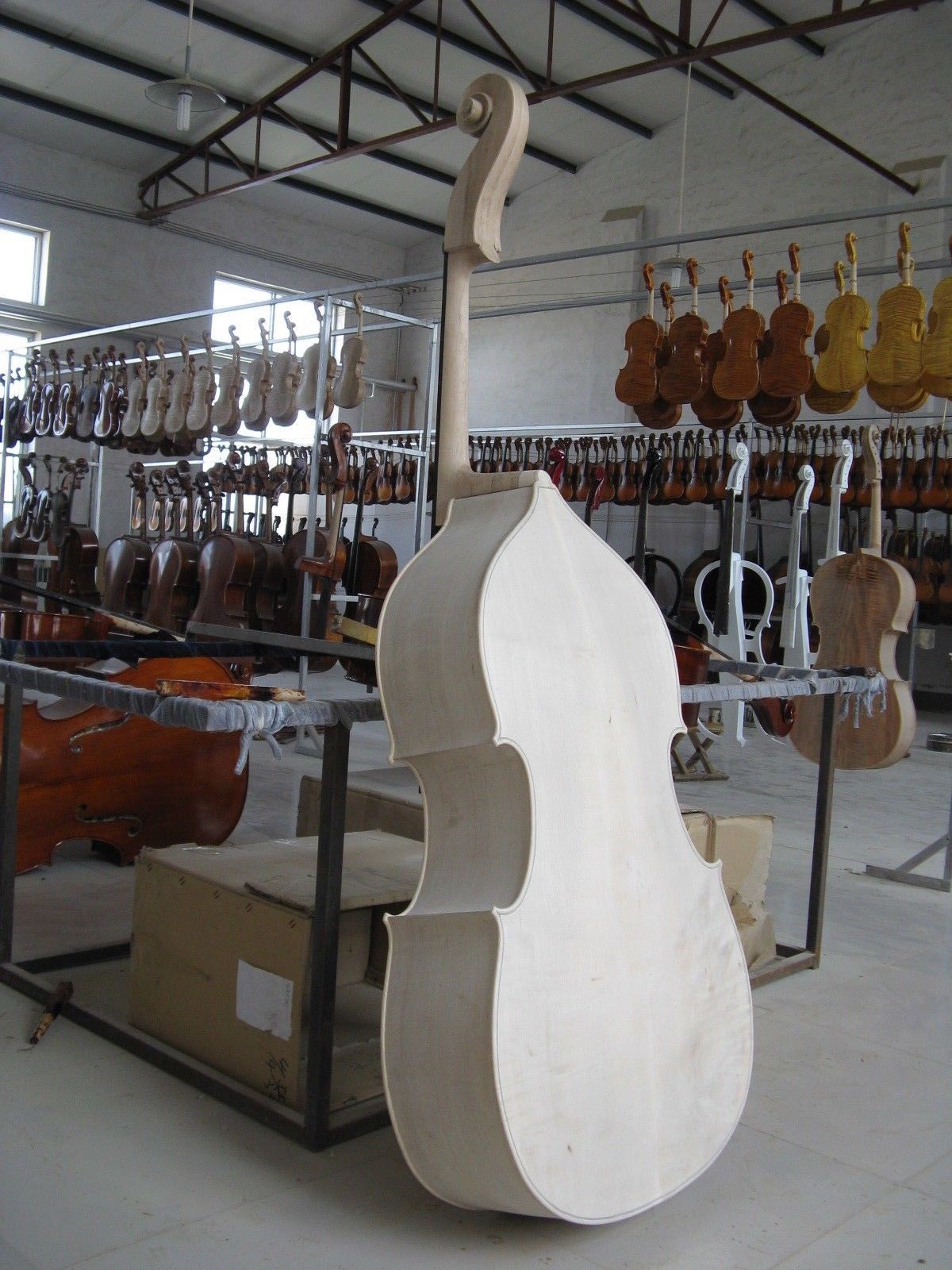 3/4 Upright Double Bass White Unfinished Solid Maple Spruce Wood Hand