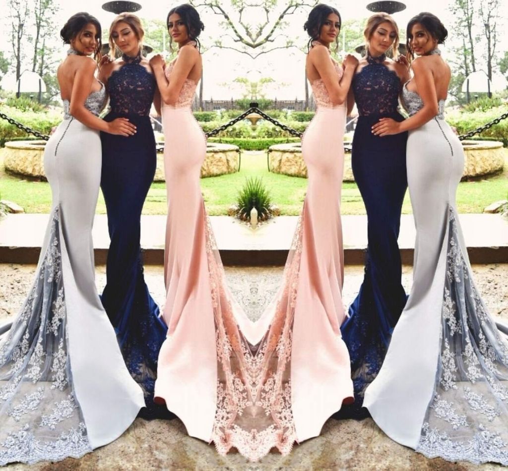 navy and silver bridesmaid dresses