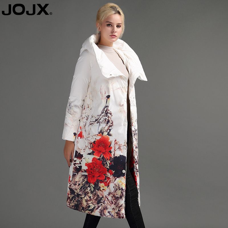 JOJX estampado flores gruesas Parkas chaqueta de invierno 2018 Long Brand mujeres abrigo invierno