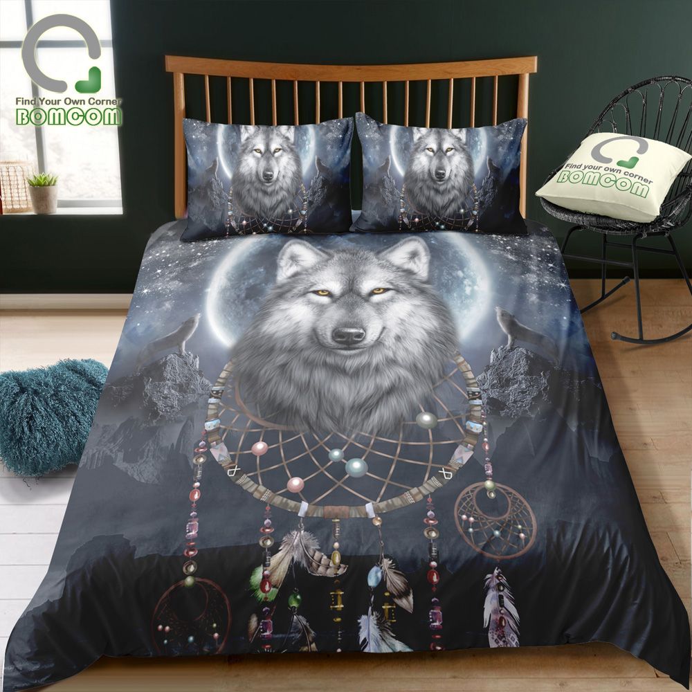 Bomcom Digital Printing Bedding Set Wolf Dream Catcher Monument