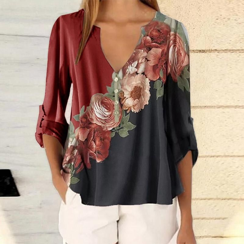 SFIT Summer Floral Print Women Blouse 5XL Plus Size Blouses Half Sleeve  Beach Shirt Office Work Shirts Blusas Feminina Top