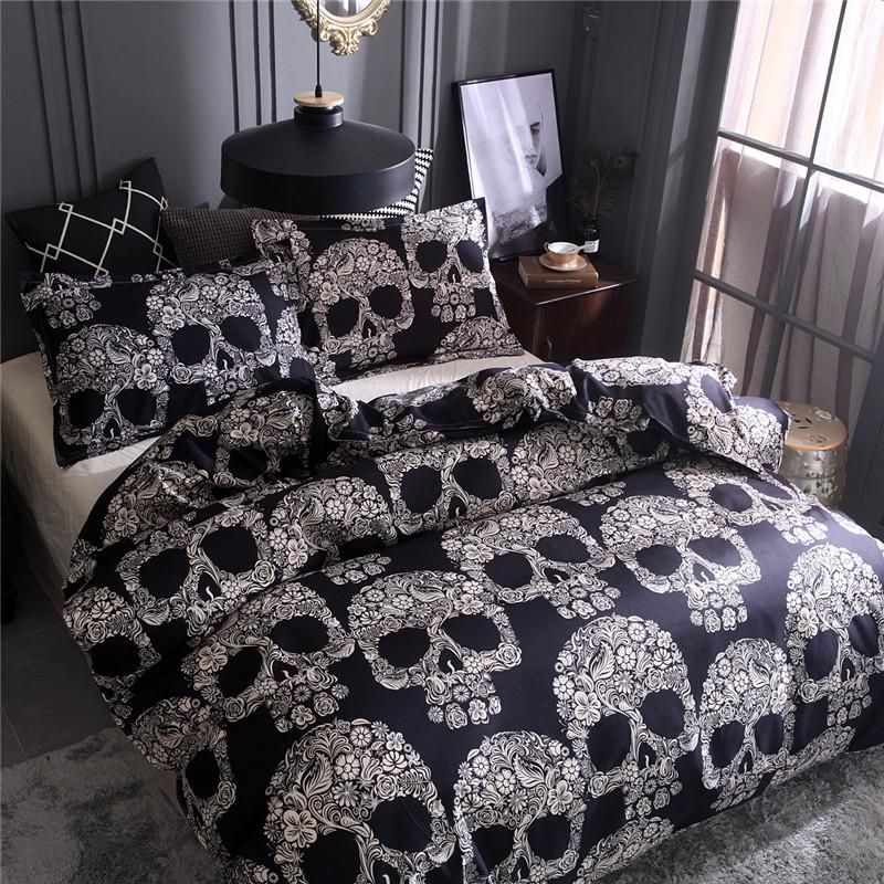 Black Color Duvet Cover Queen Size Luxury Sugar Skull Bedding Set King Size 3d Skull Beddings And Bed Sets Duvet Sheet Black White Duvet Cover From Yiyu Hg 43 99 Dhgate Com