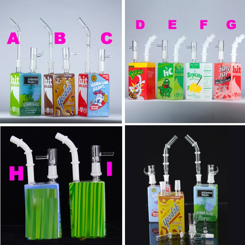 Bongs Hitman Glass Water Bong Cereal Box Oil Rigs Mini Bubbler 7.5