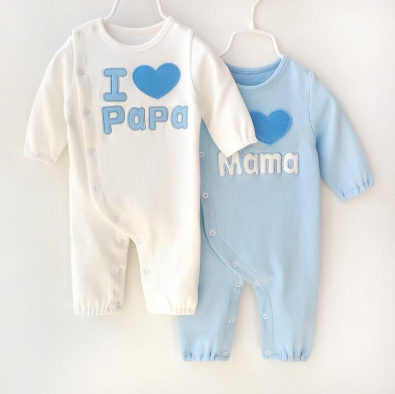 2020 Baby Newborn Long Romper I Love Mummy I Love Daddy