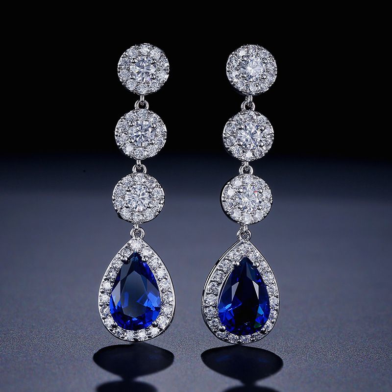Nuevas Gotas De Agua Largas Zircon Cubic Green Royal Blue Nuevas Gotas De Agua Largas Zircon Cubic Green Royal Blue