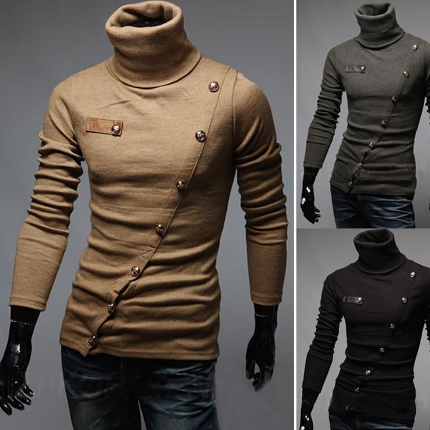 high collar men's sweater