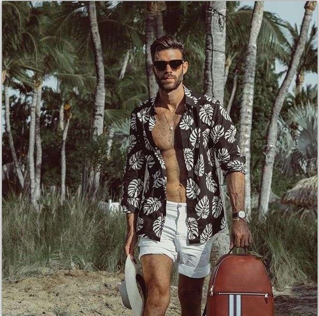 Mens Shirt Fashion Casual Beach Style 