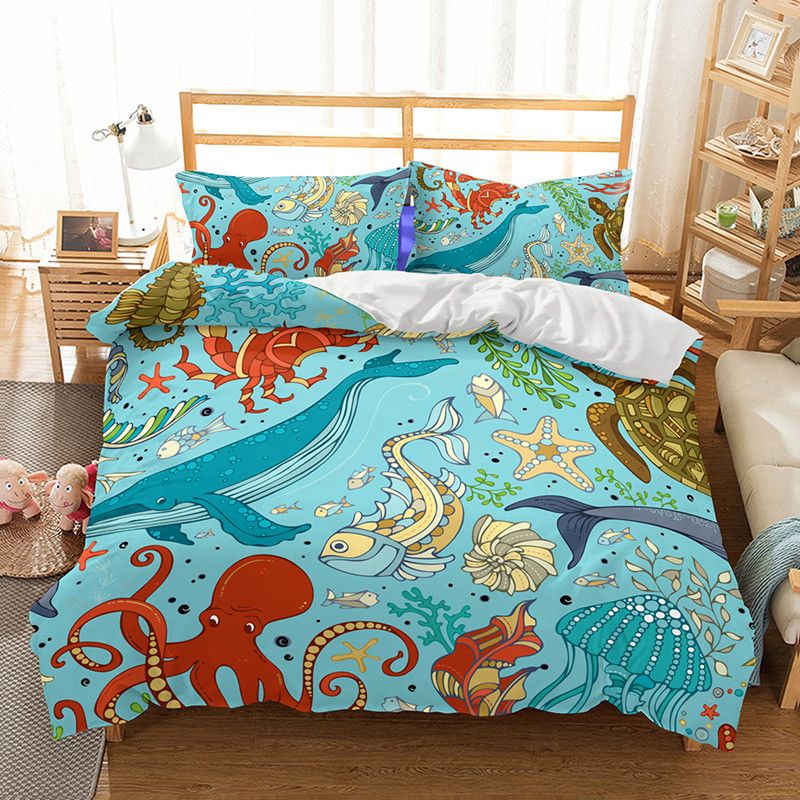 Marine Life Bedding Sets King Size Duvet Cover Set With Pillow