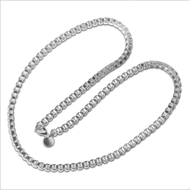 2020 Hot Plated Sterling Silver Necklace 18 Inches Mens Box Necklace DHSN016 Top Sale 925 Silver 
