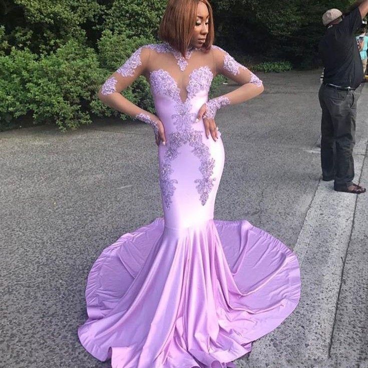 lilac mermaid prom dress