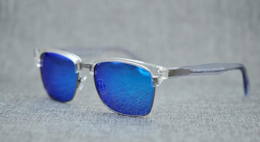 Transparent frame blue lens