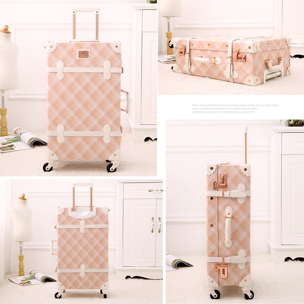 pink vintage luggage