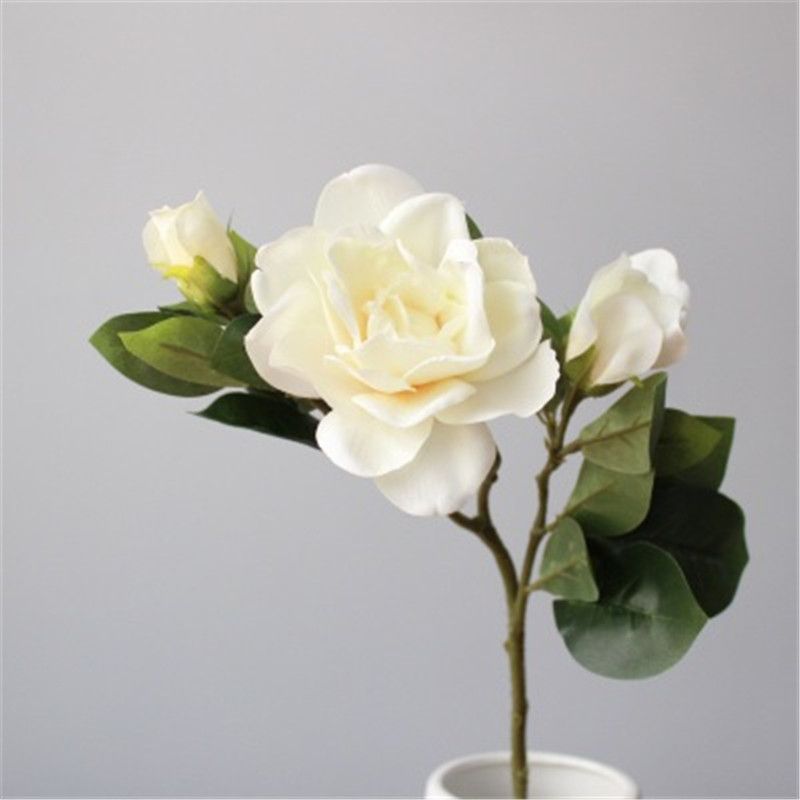 De haute qualité artificielle fleur blanche Gardenia Fausse soie unique  réel Fleurs Touch mariage Hôtel Home