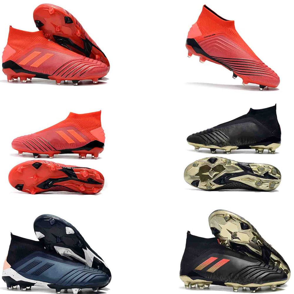 Botines de fútbol originales rojo sin cordones Pogba Predator 18+ FG Zapatos de fútbol