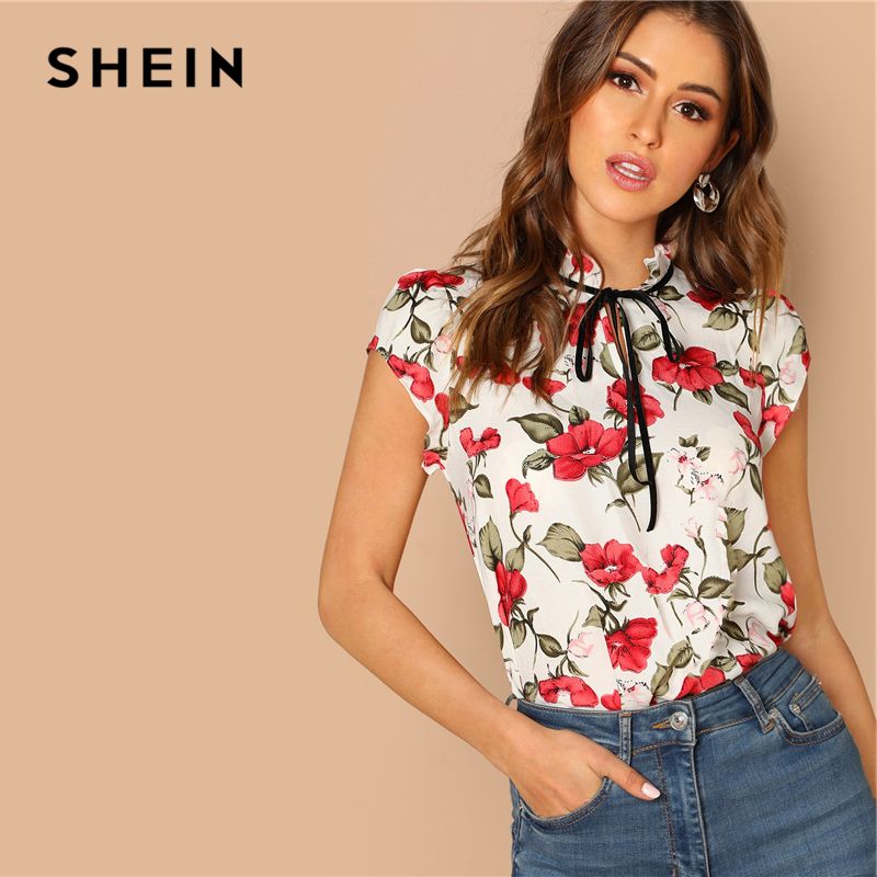 Shein Multicolor Lazo del de colmena Sisa floral superior elegante del del soporte