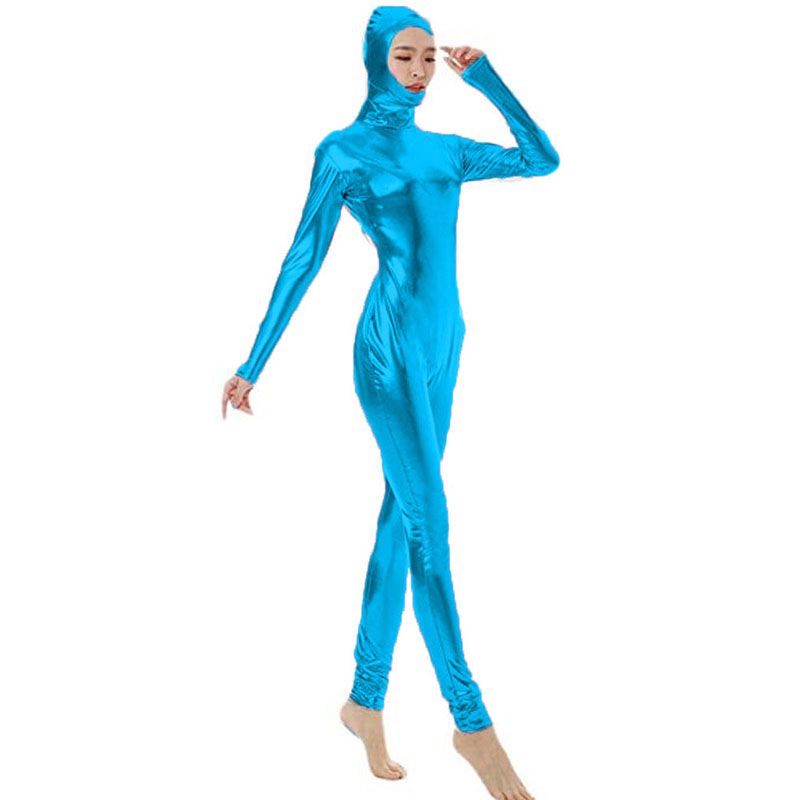 Women Shining Open Face Masked Zentai One Piece Halloween Cosplay Party