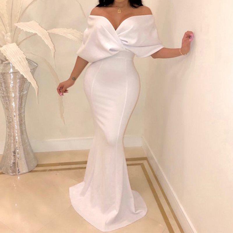 white mermaid maxi dress