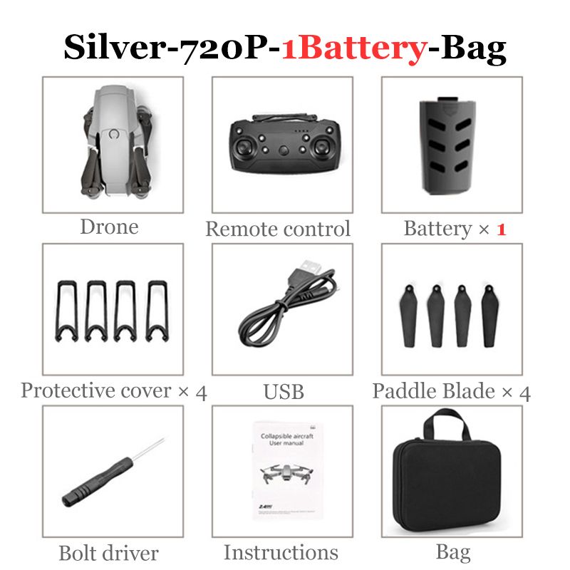 720P - 1 Battery - Bag - Silver