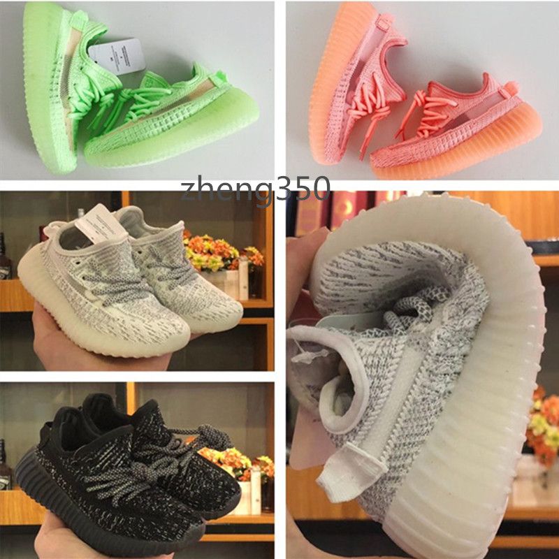 Adidas Kids Infant Yeezy 350 boost v2 black green glowing