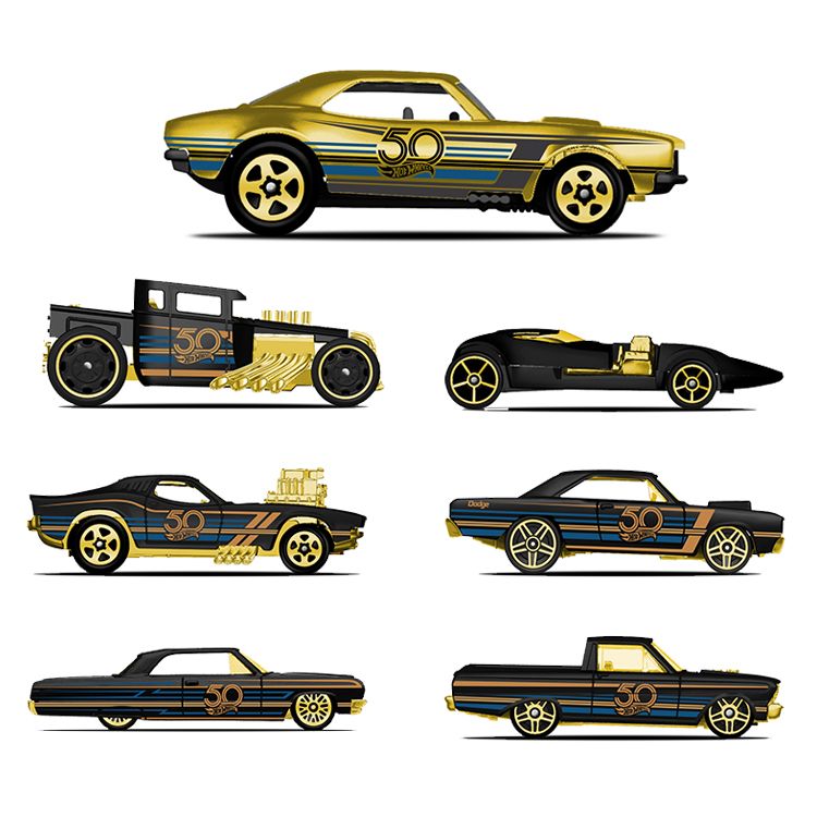 hot wheels 50 years black and gold