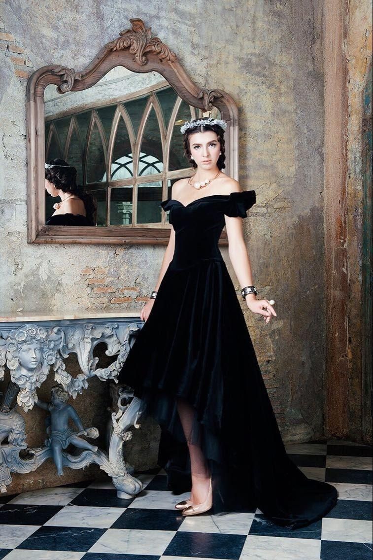 Vintage Black Velvet Formal Evening 